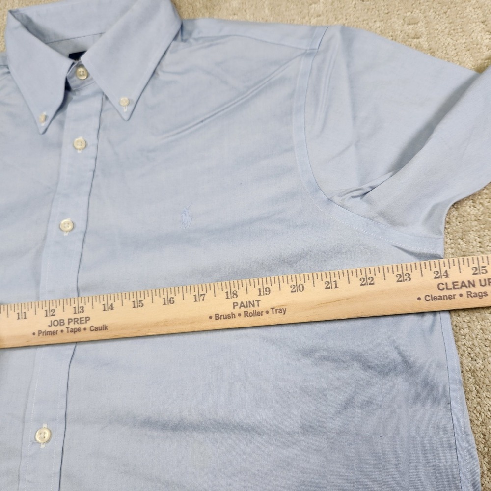Polo Ralph Lauren Shirt Men 16.5 Oxford Cloth Button Down Blue Cotton Wealth - Picture 7 of 10